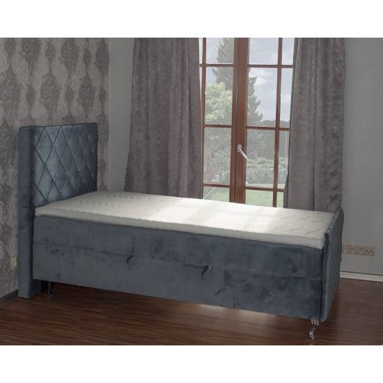 CRYSTAL 2 łóżko kontynentalne 90 x 200  pikowane, tkanina Velutto 16 szary